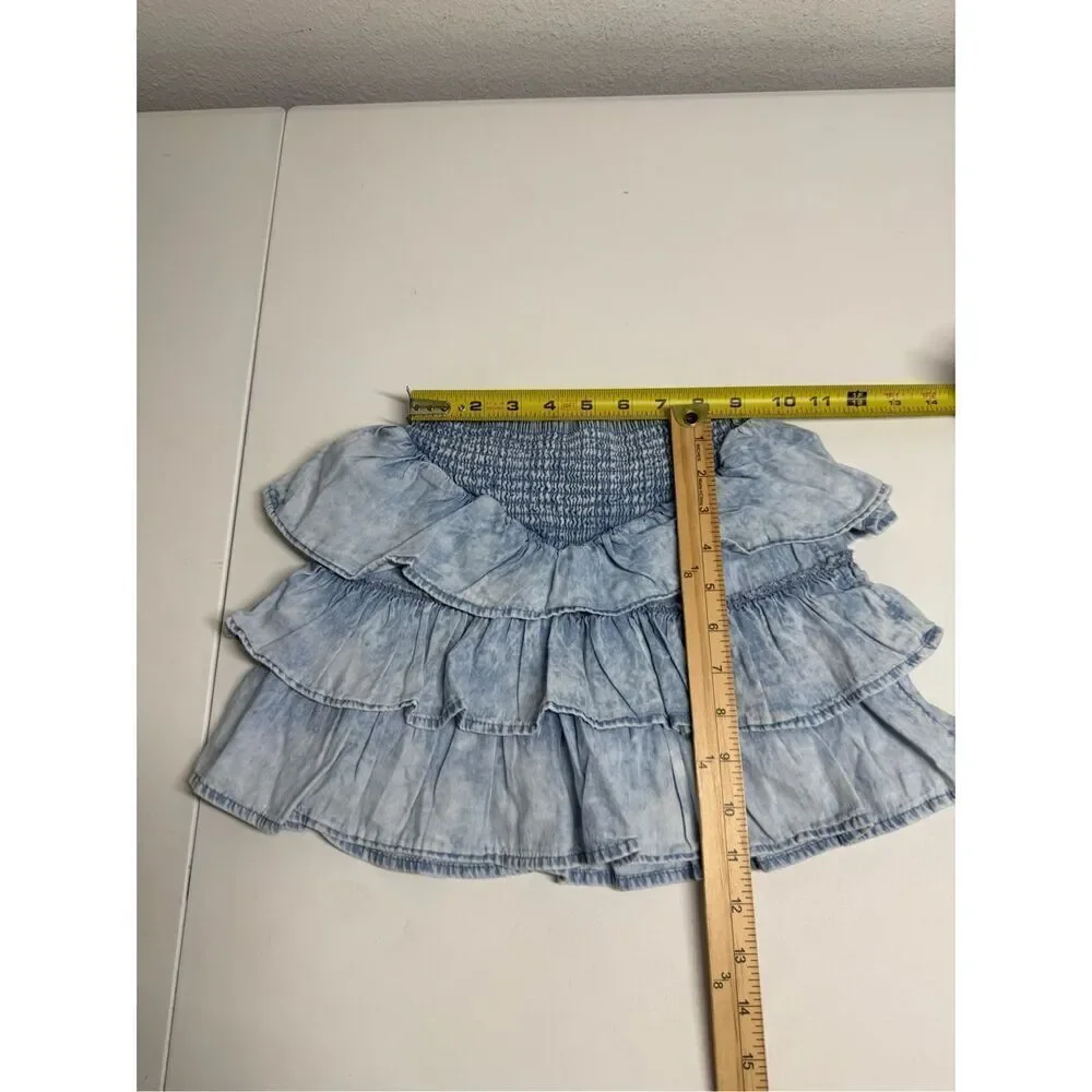 Wonder Nation Light Blue Girls Skort Size 5T Ruffle Smocked Details
